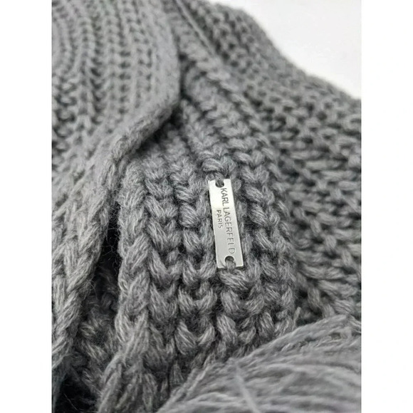 Karl Lagerfeld Women's Gray Scarf Double Pom O/S (MSRP $98) - Picture 3 of 3
